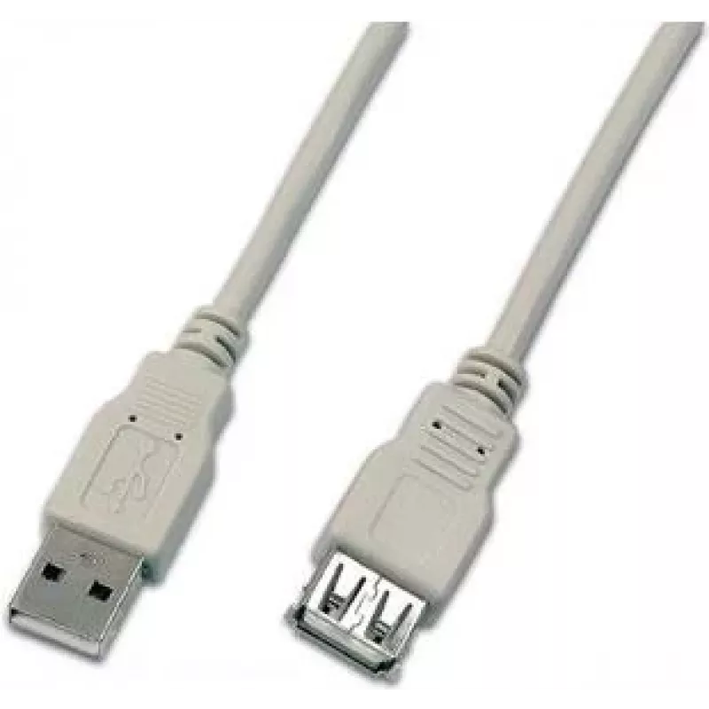 Wirewin USB A-A MF 2.0 GR USB 2.0 verlengkabel, 2 m, grijs