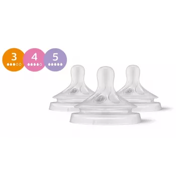 Philips Avent Natural Response babyfles siliconen speen set (3-pack, Flow 3, 1+ maanden)