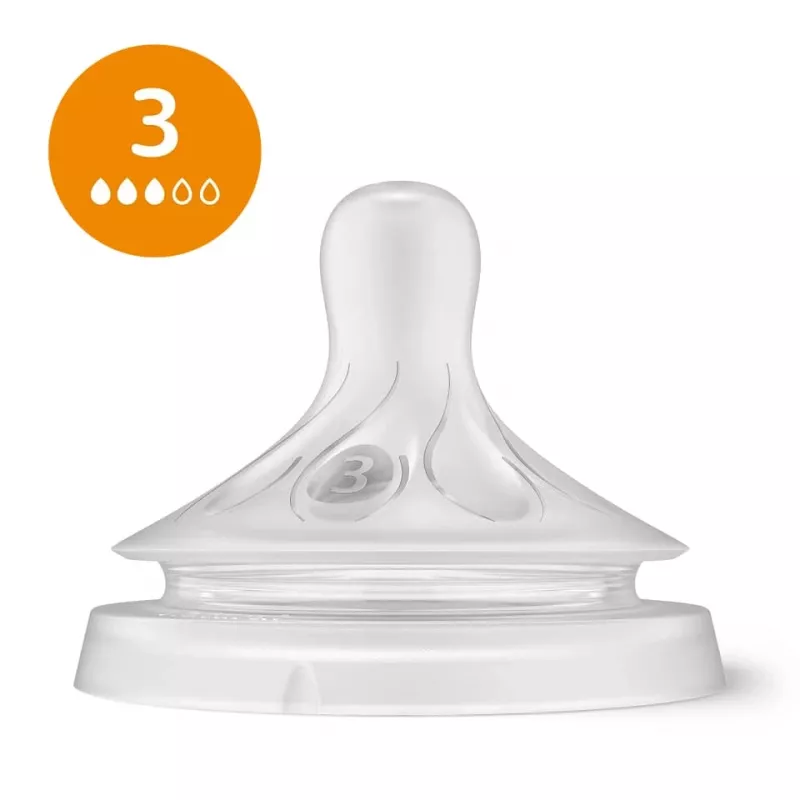 Philips Avent Natural Response babyfles siliconen speen set (3-pack, Flow 3, 1+ maanden)