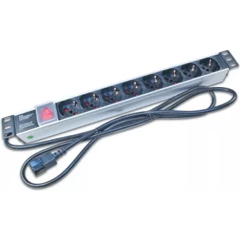 Wirewin NVL8 UPS 19 inch 1U rackmount PDU met 8 Schuko-stopcontacten, 16A, zwart