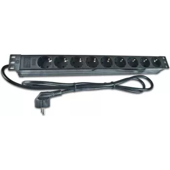 Wirewin 19 inch 1U stroomverdeleenheid met 9 Schuko-stopcontacten (NVL9)