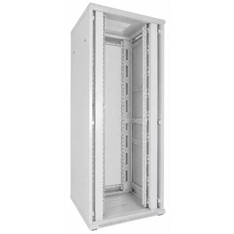 DSIT 42U 19 inch serverrackkast 800x800x2000mm wit, geperforeerde dubbele deuren voor- en achterzijde DS8842DD-W