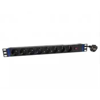 DSIT 19 inch 8-voudige PDU met hoofdschakelaar en overbelastingsbeveiliging (DS-8PDU-MO-PE)