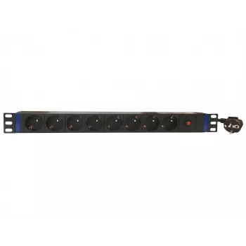 DSIT 19 inch 8-voudige PDU met hoofdschakelaar en overbelastingsbeveiliging (DS-8PDU-MO-PE)