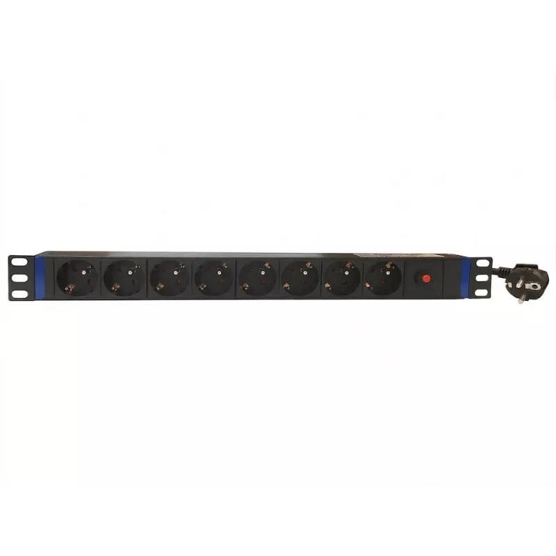 DSIT 19 inch 8-voudige PDU met hoofdschakelaar en overbelastingsbeveiliging (DS-8PDU-MO-PE)