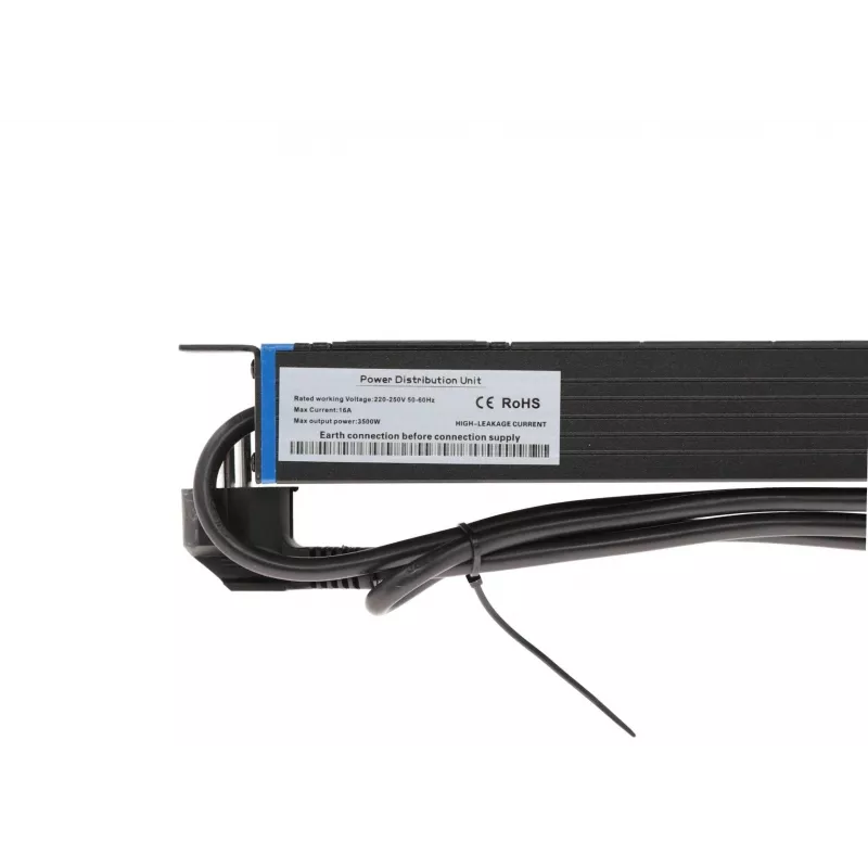 DSIT 19 inch 8-voudige PDU met hoofdschakelaar en overbelastingsbeveiliging (DS-8PDU-MO-PE)