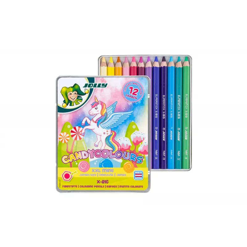 JOLLY X-BIG CANDYCOLOURS kleurpotloden, gemengde kleuren, 12 stuks (3099-0137)