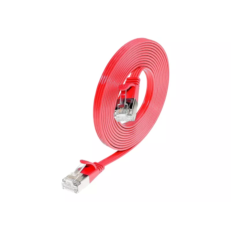 Wirewin SLIM S6 01 RT - Cat.6 SLIM patchkabel, STP(PIMF), 0,1 m, rood PKW-STP-SLIM-KAT6 0.1 RT