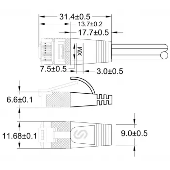 Wirewin Triotronik Cat6 U/FTP Slim-patchkabel, RJ45 stekker naar RJ45 stekker, 0,15m, violet PKW-STP-SLIM-KAT6 0.15 VT
