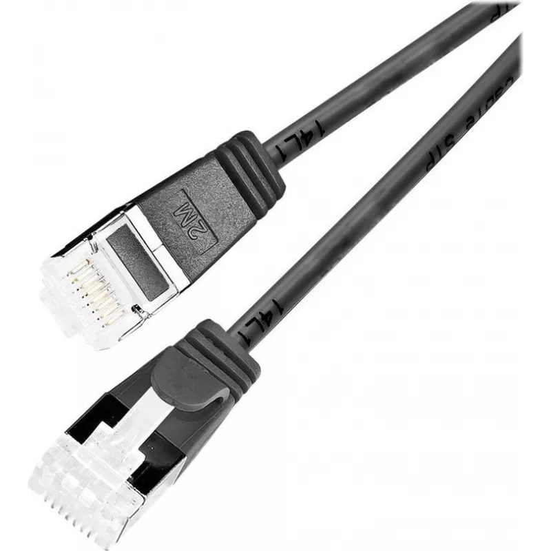 Wirewin Slim patchkabel U/FTP Cat 6a zwart 7,0 m PKW-LIGHT-STP-K6A 7.0 SW