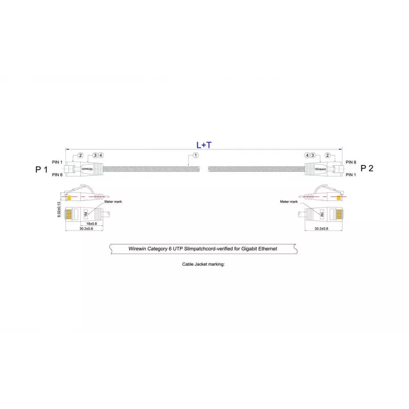 Wirewin Triotronik Cat6 U/UTP-patchkabel 0,5m grijs PKW-TOUGH-K6 0.5