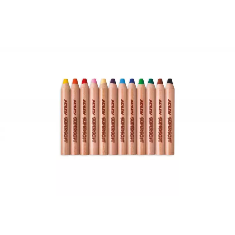 JOLLY Supersoft 3 in 1 kleurpotloden, verschillende kleuren, 12 stuks (5956-0002)