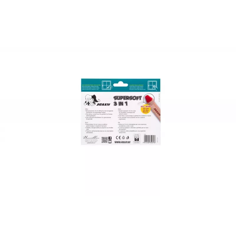 JOLLY Supersoft 3 in 1 kleurpotloden, verschillende kleuren, 12 stuks (5956-0002)