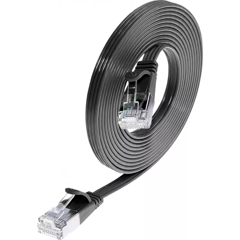 Wirewin SLIM KAT6 Slim patchkabel, U/FTP, plat, zwart, 0,75 m PKW-STP-SLIM-KAT6 0.75 SW