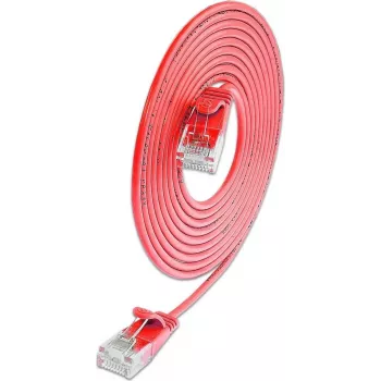 Wirewin SLIM-L-UU-K6A 1.5 RD Cat6a U/UTP Slim Ethernet patchkabel, 10 Gbps, rood, 1,5 m