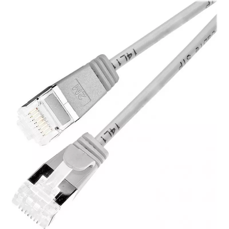 Wirewin PKW-LIGHT-STP-K6A 1.5 Cat 6a U/FTP Slim Round Patchkabel, PoE, 1,5 m, grijs