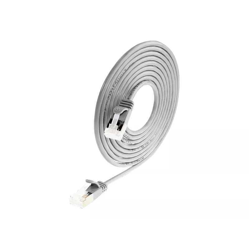 Wirewin PKW-LIGHT-STP-K6A 1.5 Cat 6a U/FTP Slim Round Patchkabel, PoE, 1,5 m, grijs