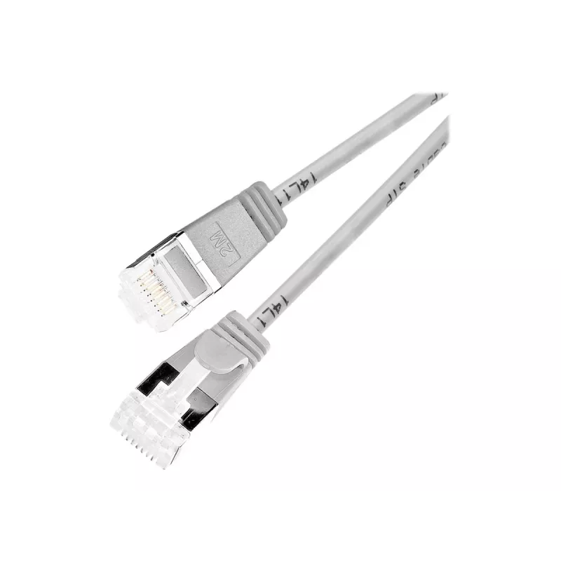 Wirewin PKW-LIGHT-STP-K6A 1.5 Cat 6a U/FTP Slim Round Patchkabel, PoE, 1,5 m, grijs