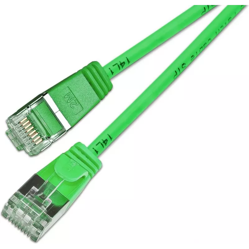 Wirewin Light patchkabel rond U/FTP Cat 6a groen 0,5m slank flexibel PoE PKW-LIGHT-STP-K6A 0.5 GN