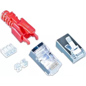 Wirewin MOD SL KAT6A STP 10 RT RJ-45 stekker, Cat.6A, STP, gereedschapsloos, rood, 10-pack