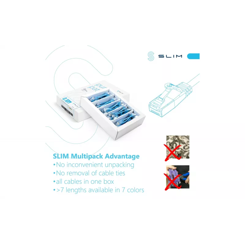 Wirewin SLIM-LS-K6A 2.0 WT 60 Cat.6A U/FTP Slim Ethernet-patchkabel, 2 m, wit, 60-pack