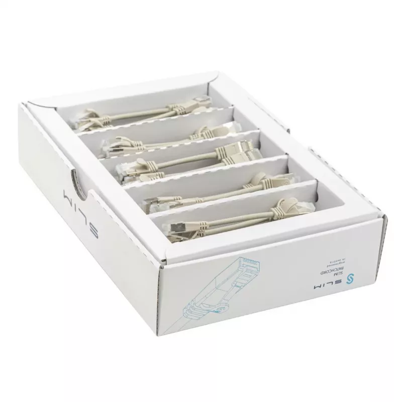 Wirewin SLIM KAT6A 10 Gigabit Light patchkabel, 0,1m, U/FTP, Ø3,8mm, grijs, 50-pack (SLIM-LS-K6A 0.1 50)