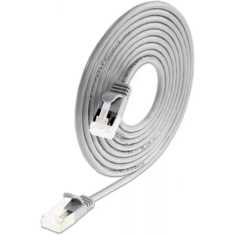 Wirewin SLIM-LS-K6A 0,15 50 Cat6A Slim Ethernet-patchkabel, 0,15m, U/FTP, grijs, 50-pack