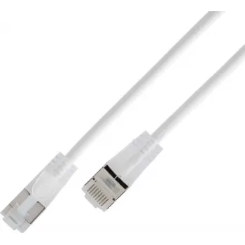 Wirewin SLIM KAT6A 10 Gigabit Light patchkabel, U/FTP, transparante stekkers, 0,5 m, wit SLIM-L-UF-K6A-TL 0.5 WT