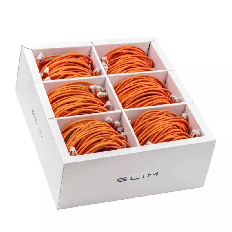 Wirewin SLIM-LS-K6A 0.5 OR 90 Cat.6A U/FTP slim patchkabel, 0,5m, oranje, 90-pack