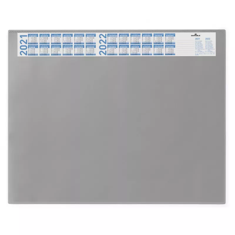 DURABLE bureaubladonderlegger met transparante folie en kalender 65x52 cm grijs