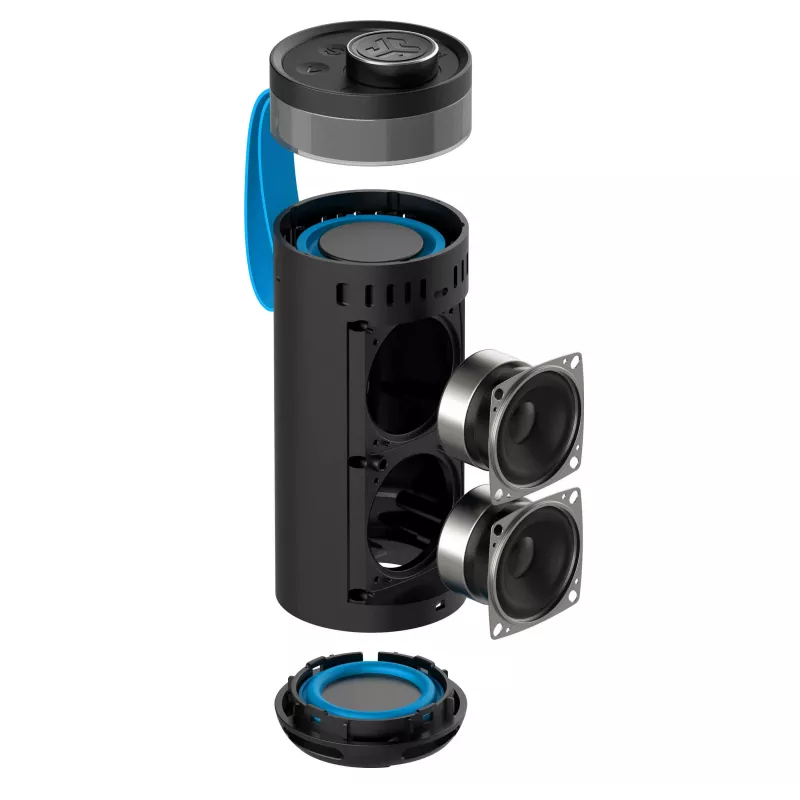 JLab Go Party draagbare Bluetooth-luidspreker met 20W uitgangsvermogen, IPX6 waterbestendigheid, 15 uur accu, ingebouwde microfoon, lichtmodi, zwart