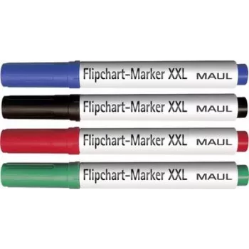 MAUL flipchartmarker-set, beitelpunt 3,0-6,5 mm, 4 verschillende kleuren