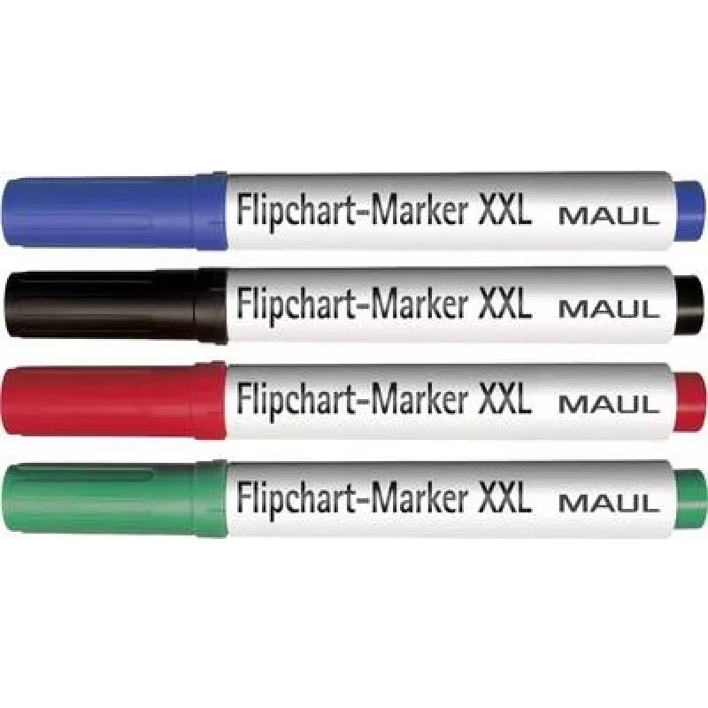MAUL flipchartmarker-set, beitelpunt 3,0-6,5 mm, 4 verschillende kleuren