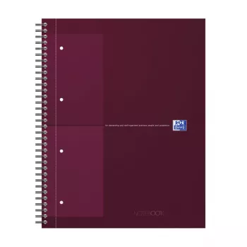Oxford International collegeblok notitieboek, DIN A4+, geruit, hardcover, spiraalgebonden, 80 vel, zwart 400191241