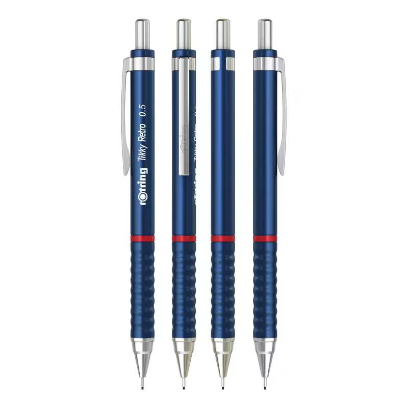 Rotring Tikky Retro mechanisch potlood 0,5 mm, blauw verchroomde sierringen 2202566