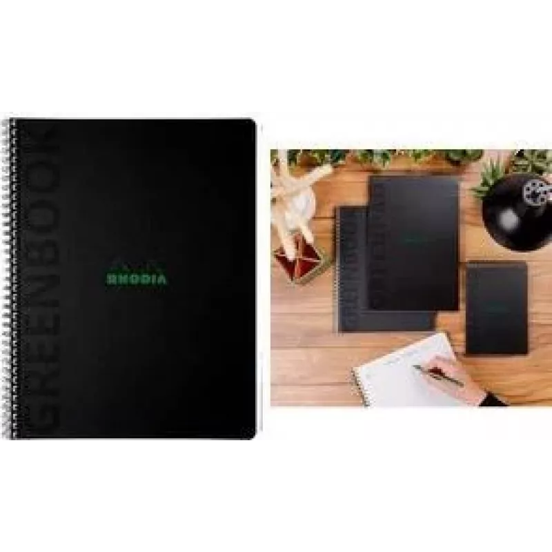 RHODIA Greenbook College Block A4+ geruit zwart gerecycled 80 vel 119932C