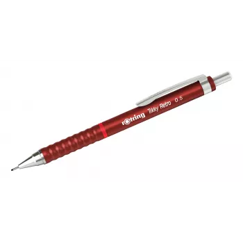 Rotring Tikky Retro mechanisch potlood 0,5 mm rood verchroomde huls rubber greepzone 2202568