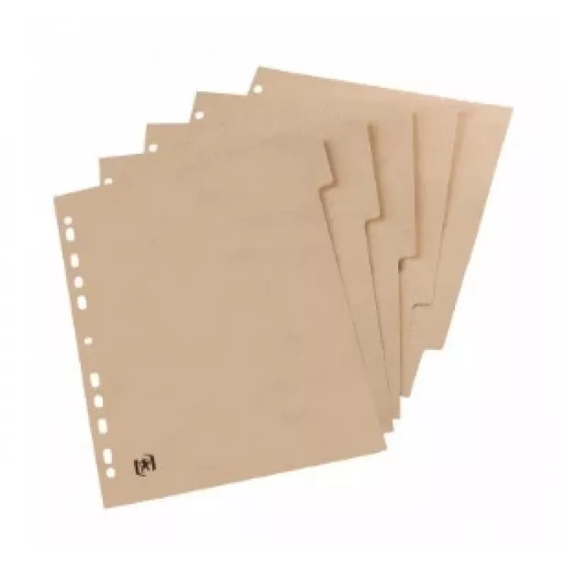 Oxford TOUAREG A4 kartonregister, 5 tabbladen, blanco, beige, recyclingpapier 280 g/m², universele perforatie (1 set) 100204964