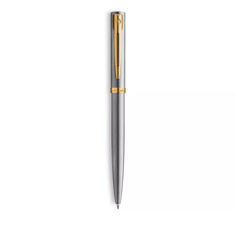 Waterman Impression balpen van edelstaal met goudbeslag, medium blauw, geschenkdoos 2225495