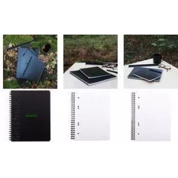 RHODIA GREENBOOK collegeblok A5+ geruit, zwarte omslag van gerecycled materiaal 119913C