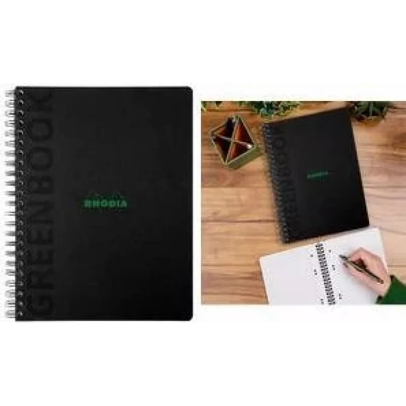 Rhodia Greenbook collegeblok A4+ geruit zwart 119922C