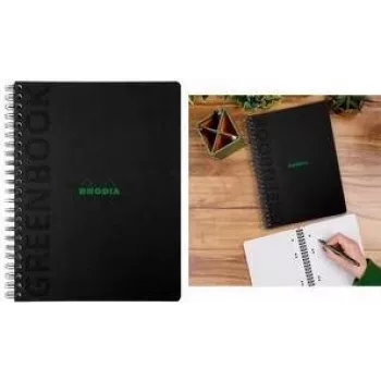 RHODIA GREENBOOK collegeblok A4+ gelinieerd zwart (80 vel) 119923C