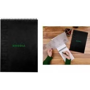 RHODIA GreenPad spiraalnotitieboek A4+ gelinieerd zwart 90g/m² 80 vel 119927C