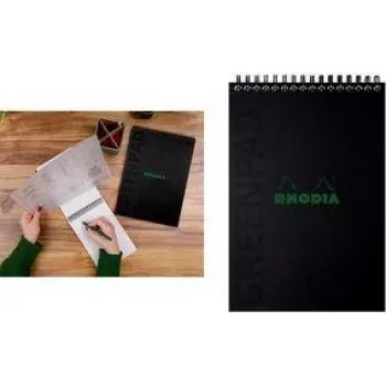 Rhodia GreenPad A5+ geruit spiraalnotitieboek, zwart, 160 x 210 mm, 90 g/m², 80 vel 119928C