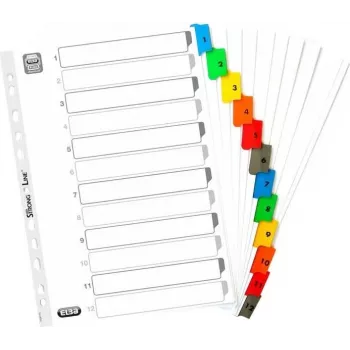 ELBA Mylar kartonregister, numeriek 1-12, A4, diverse kleuren, 12-delig (M568587)