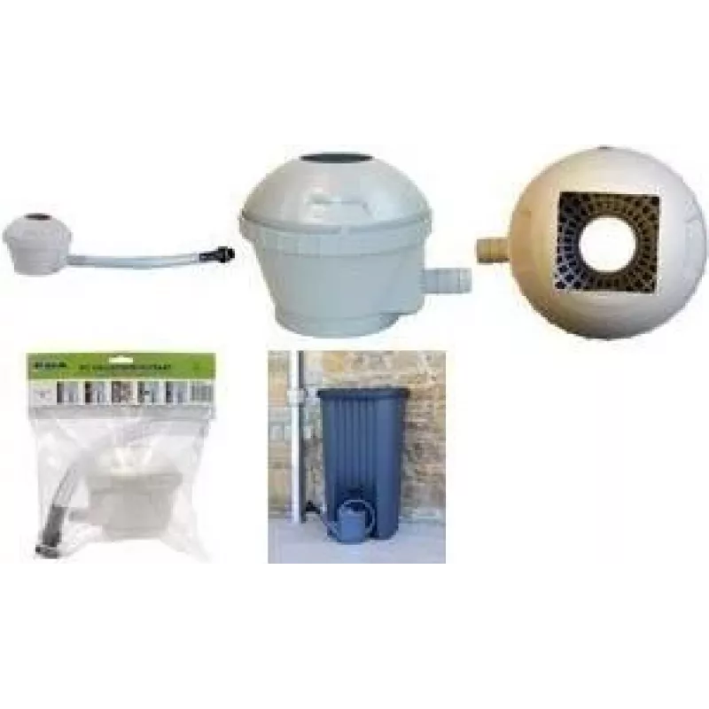 EDA regenwateropvangsysteem voor regentonnen, grijs, met filter en overloopstop, 1 stuk (010916 G SX10)