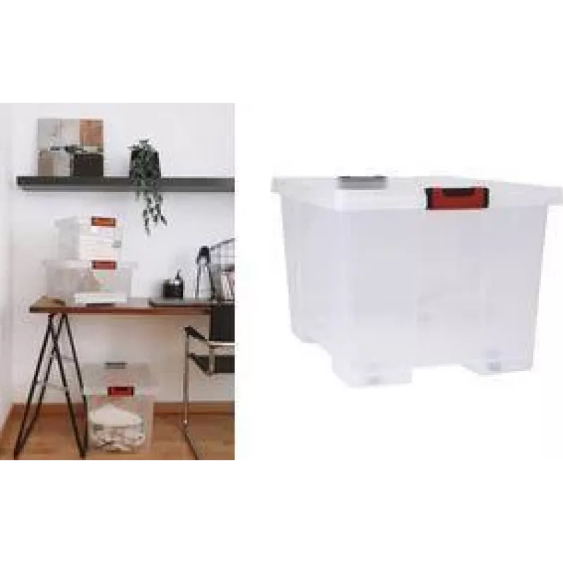 EDA CLiPSTOCK 75L opbergbox met wielen, deksel, soft-touch grepen, zwart/rood 010439