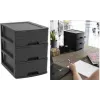 EDA STONE ladebox DIN A5, 3 laden, polypropyleen, zwart 010322 NO