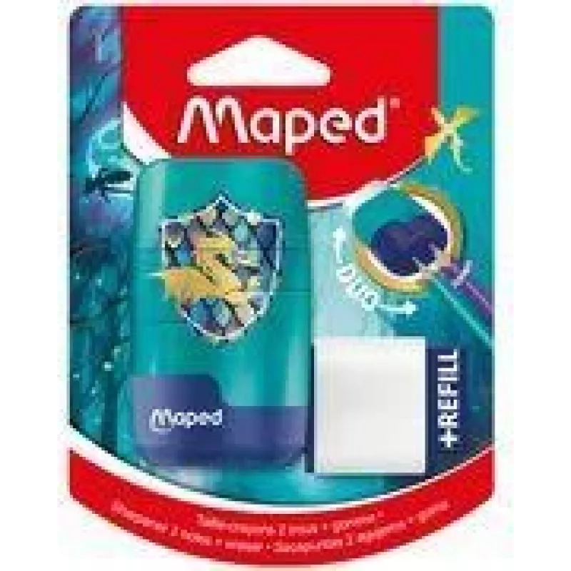 Maped Dragon puntenslijper & gum combi - dubbele slijper met geïntegreerd gum, 1 stuk (049224)