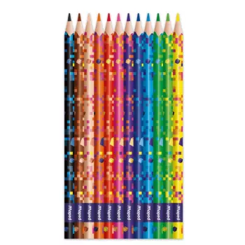 Maped PIXEL PARTY driehoekige kleurpotloden, 12 verschillende kleuren, zachte breukvaste stift, pixelpatroon-schacht, kartonnen etui 862204